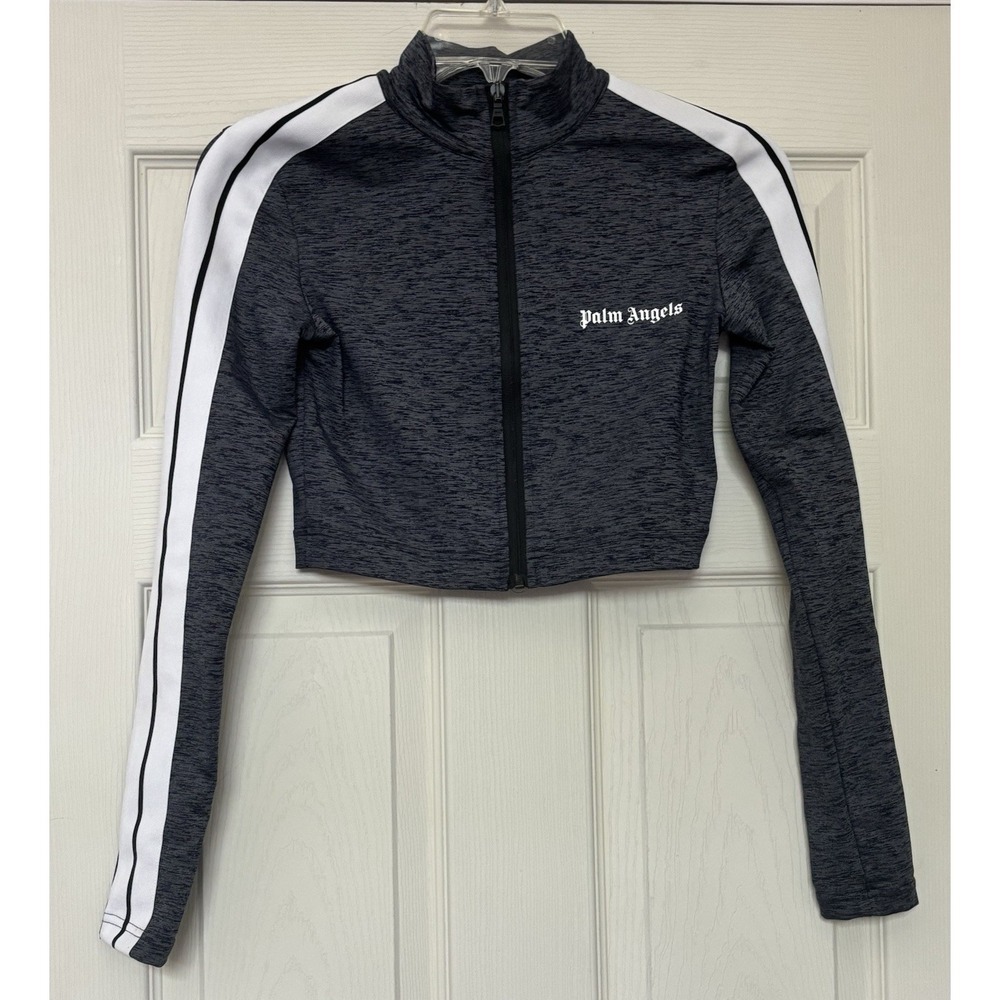 Palm Angels Women's Gray/ White Cropped Track Jacket Size XS